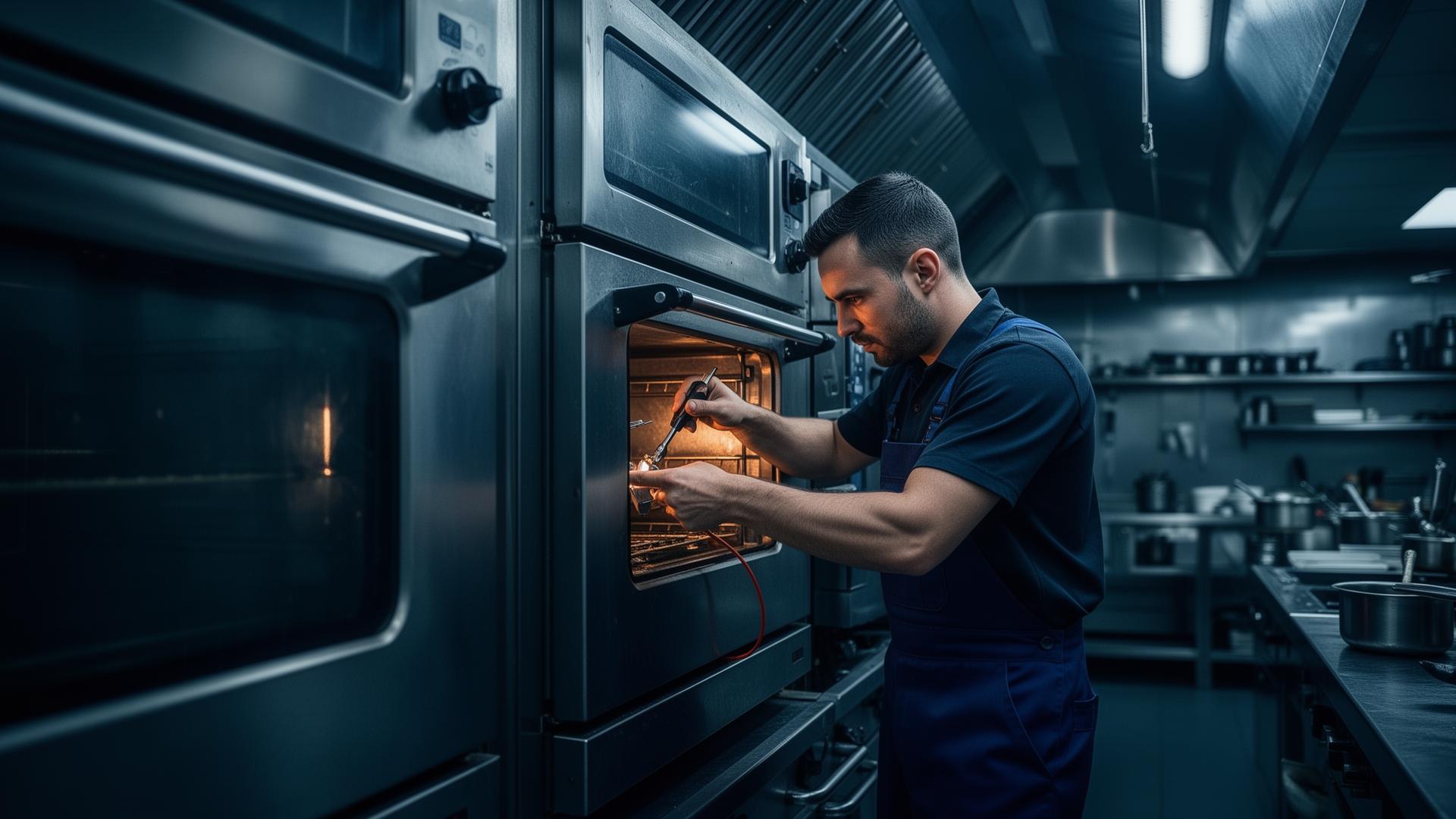 JCD Repairs technician servicing a commercial oven
